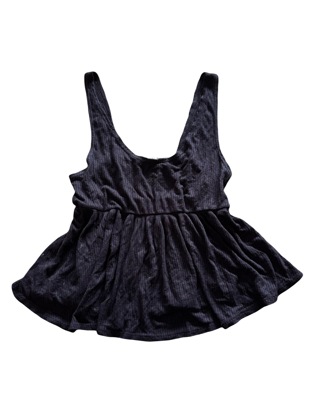 Olivia Rae Black Ribbed Babydoll Tank